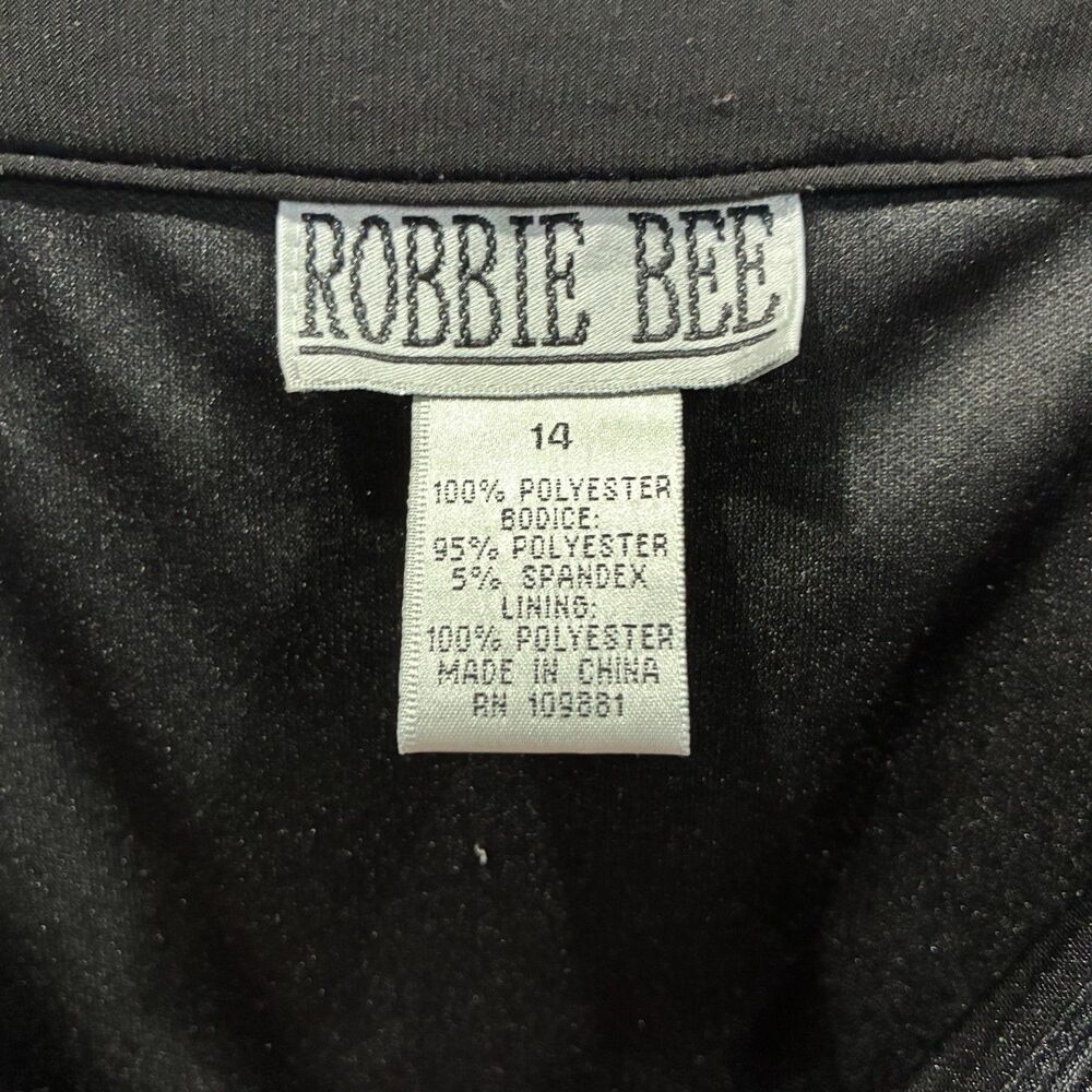 Vintage Robbie Bee Maxi Gown Dress Sz 14 Black Chiffon Multi Color Pin Tucks - Picture 6 of 9